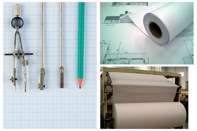 White 80gsm Garment Cutting Room CAD Plotter Paper Roll For Designers Recycled