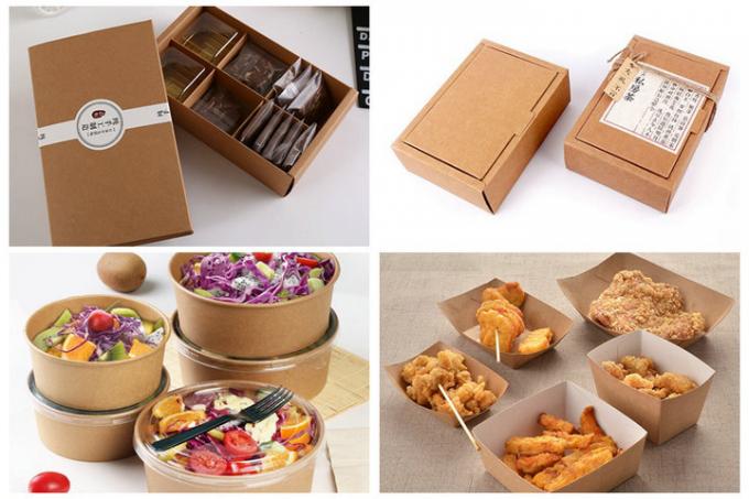 FDA FSC Natural PE Coated Brown Kraft Paper For Street Food Packaging Plate Box