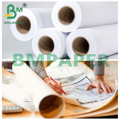 CAD Baskı için Parlak Beyaz Plotter Bond Kağıdı 36 "x 150ft 20LB On 2" Core